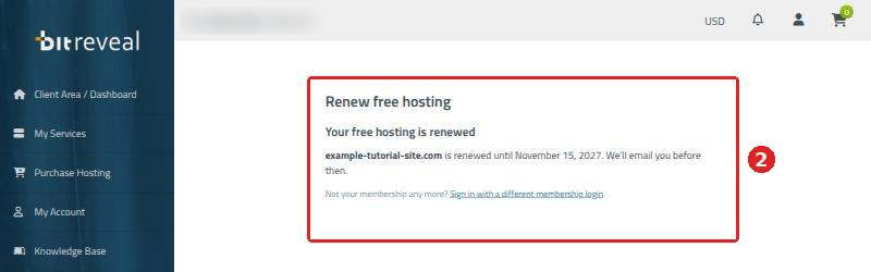 Your free hosting is renewed