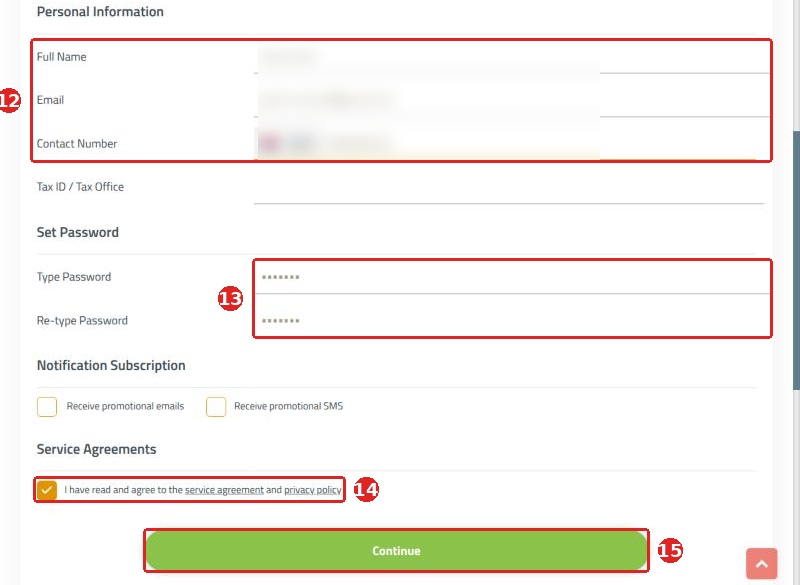 Sign-up form